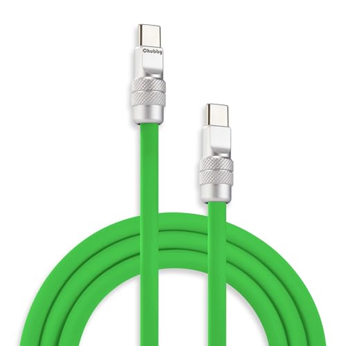 Image of chubbycable Chubby 2.0 Fast Charging Cable Durable Soft Silicone USB C Cable 240W Extra Thick Charger Cord Compatible with iPhone 17-15 Series iPad, Green, Type-C to Type-C, 13.1 FT