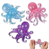 Pulpo antiestrés, 3 unidades Pulpo Squishy Sensory Stress Ball, juguete antiestrés, bolas antiestrés para adultos para aliviar la ansiedad y calmar regalos de cumpleaños (A)