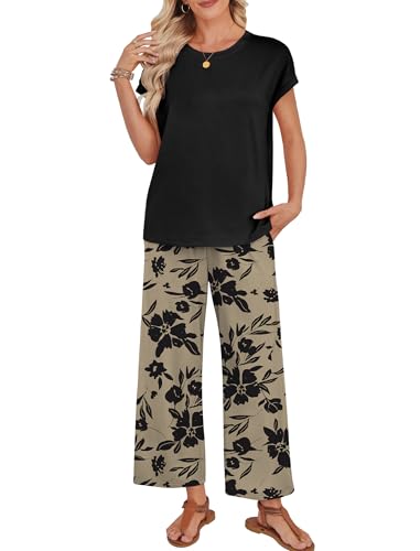 Image of WIHOLL Two Piece Sets for Women Summer Spring Outfits Lounge Sets Beach Vacation Clothes Airport Travel Matching Clothing