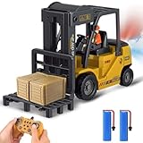 11 Channel RC Forklift - 1:24 Scale Construction Truck Toy, Yellow, 3+ Years, Male, Children