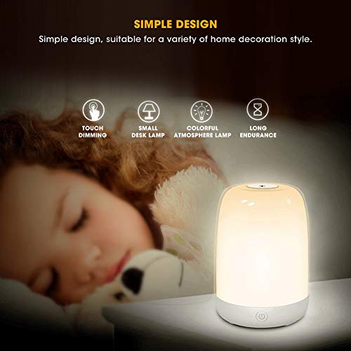 Lámpara de Mesa de Noche LED Táctil con Luz RGB y Batería USB miniatura 4