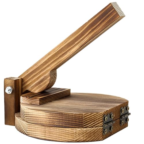 Pressa per tortilla in legno e macchina per gnocchi - Pressa rotonda carbonizzata per carichi pesanti per tortillas fatte in casa, impasti e pasta per pasticceria, utensili da cucina