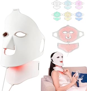 LED Face Light Therapy Mask with Remote Control, Red Light Therapy Mask for Face & Neck. Soft Silicone Beauty Device for Rejuvenation Skin Tightening Anti-aging