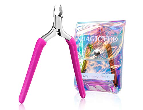 MagicYee Cuticle Trimmer Cuticle Cutter Nippers with Silicone Handle Cuticle Remover Manicure set nail scissors Pedicure Tools for Fingernails and Toenails Not Include Cuticle Pusher- rose red