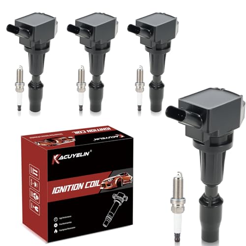 UF764 Ignition Coil Pack and Iridium Spark Plugs Set of 4 Compatible with Hyundai Sonata Tucson Kia Optima Sorento Genesis G80 G90 2015-2022 2.0L 2.4L Replaces#IC871, 49138