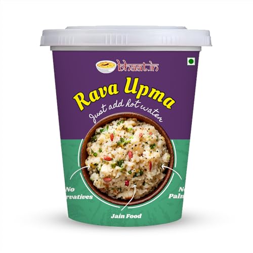 Image of Bhaat.in Instant Breakfast Combo Food | Wholesome Meal in 7 Minutes| Jain Breakfast Pack of 4-Poha | Upma|Dehydrated |Just add hot water|Ready to Eat|Serves 4|no palm oil