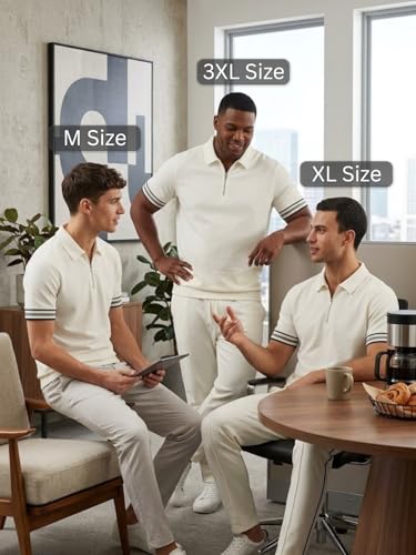 Image of Leriya Fashion T Shirt for Men | Polo T-Shirt for Man | Men's Half Zip Polo | Lightweight Breathable Summer Wear | Textured Knit Casual Stylish Tee | Short Sleeve Smart Casual Top for Man