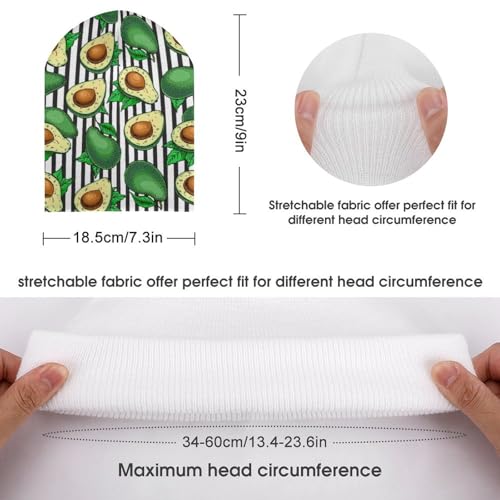Avocado Black and White Stripes Kids Beanie Hat for for Girls Boys Children Cap Winter Knitted Chemo Cancer Headwear Accessories Gifts Decoration2