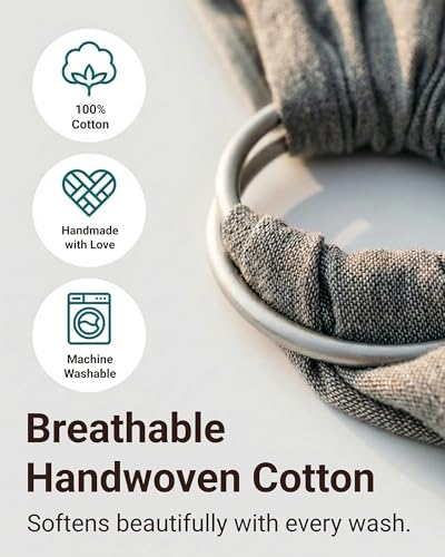 Image of Hip Baby Wrap Ring Sling Carrier for Baby, 8-35 lbs - Midnight | Carrier for Newborns Infants Toddlers, Adjustable Soft Cotton Nursing Support, For Baby Carrying, Ring Sling Baby Carrier