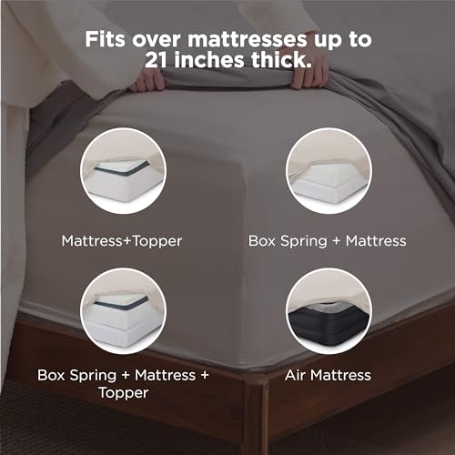 Image of Bedsure Deep Pocket Queen Sheets Set - Fits Mattresses Up to 21 Inches Thick - 4 Piece GentleSoft Bed Sheets, Moisture Wicking, Soft & Cooling Bedsheet & Pillowcases, Easy & Secure Fit, Linen