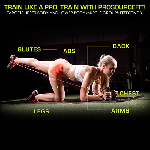 Prosourcefit Single Stackable Resistance Bands With Door Anchor And Exercise Guide, 8-12 Lb, Heavy Duty Fitness Tube For Full-Body Exercises And Home Workouts, Red #TOP4