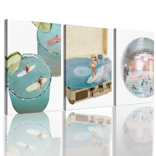 XVKMXDPD 3PCS Trendy Blue Coastal Wall (16x24in canvas) by XVKMXDPD - Used condition - US$49.33