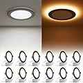 VOLISUN 12 Pack 6 Inch Black Recessed Light with Night Light, Canless LED Recessed Lighting 6 inch, 2700K-5000K Selectable, 12W=130W,1080LM Soffit Lighting Outdoor Recessed Light, ETL Certificated