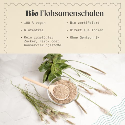 Foto von NaturaleBio Bio Flohsamenschalen 99% Reinheit Laborgeprüft Glutenfrei