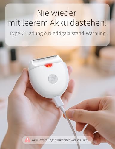 houpoo Rasierer Damen – Mini Damenrasierer Elektrisch für Achseln, Beine, Bikini & Knie, Rasierer damen Intimbereich & Trimmer Damen mit LED-Licht, Nass & Trocken, USB-C