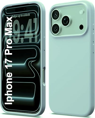 Image of Silicone Case for iPhone 17 Pro Max 6.9-Inch, Silky-Soft Touch Full-Body Protective Phone Case, Shockproof Back Cover for iPhone 17 Pro Max (Mint)