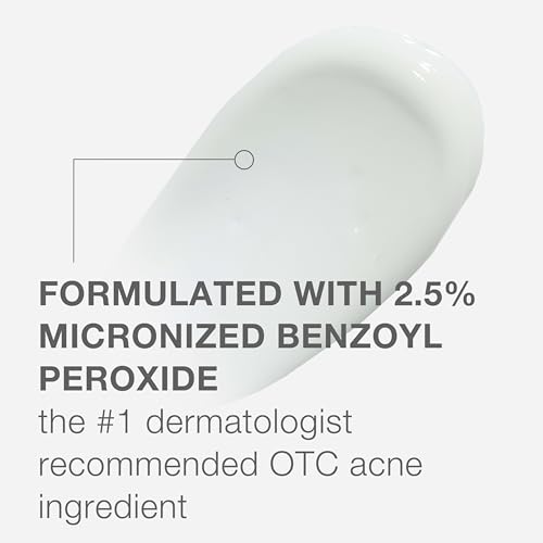 Kenvue Neutrogena Stubborn Acne AM Face Treatment with 2.5% Micronized Benzoyl Peroxide Acne Medication, Oil-Free Daily Facial Treatment Reduces Size & Redness of Breakouts, Paraben-Free, 2.0 oz | 2.5%, Acne Medication, Oil-Free, Paraben-Free