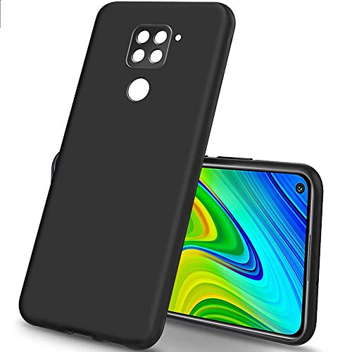 Image of TheGiftKart Sleek Back Cover Case for Redmi Note 9 | Slim Fit Protective Design | Ultra Matte Finish | Camera Protection Bump | Soft Silicon Back Cover Case (Silicone, Black)