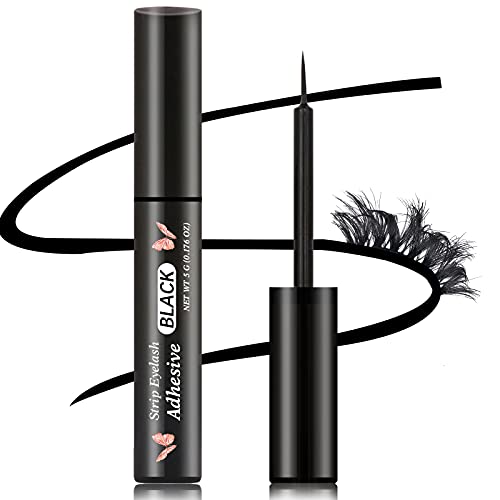 Black Eyelash Glue Super Strong Hold Eyelash Adhesive Waterproof Eyelash Glue Sensitive Eyes Lash Glue for False Lashes 0.176oz 1PCS