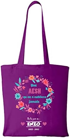 Sac Bandoulière Tote Bag Coton Biologique Personnalisé ATSEM - Cadeau Fin D'Année Scolaire Avec Prénoms Enfants
