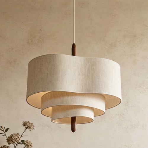 Lampe suspendue wabi-sabi en lin luminaire pour salle à manger