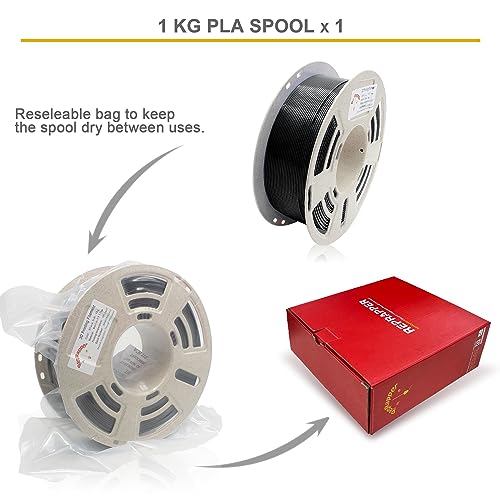 Image of RepRapper Black MPLA (Modified PLA) Extra Strong PLA Plus Filament for 3D Printer 1.75mm (± 0.03mm) 2.2lbs (1kg)