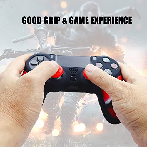 Image of Silicone Skin for Ps4 Controller, 1pc Anti-Slip Shell Cover Case with 10 Joystick Grips for Playsation 4 / Slim /Pro Dualshock 4 Controller Wireless Gamepad(PS4 Controller #7)