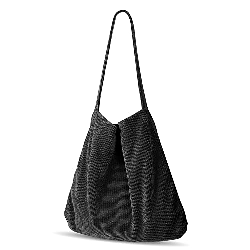 Etercycle Cord Sac à bandoulière pour femme Grand cordon Sac à bandoulière rétro Sac à main pour femme pour la vie quotidienne, le bureau, les excursions scolaires et les courses, Noir , L Cover