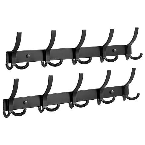 Optish Coat Rack Wall Mount, 2 Pack Coat Hooks Wall Mount, Wall Hooks for Hanging, Hat Rack for Wall with 15 Hooks for Entryway and Bedroom Cover