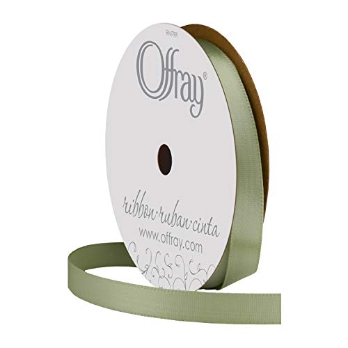 Image of Berwick Offray 361771 3 /8 inch Wide Single Face Satin Ribbon, Spring Moss Green, 6 Yds