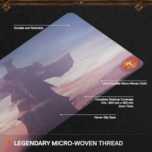 SteelSeries QcK Gaming Mousepad — World of Warcraft Edition — Includes In-Game Item — XXL Thick Cloth — Sized to Cover Desks — Peak Tracking and Stability — Optimized