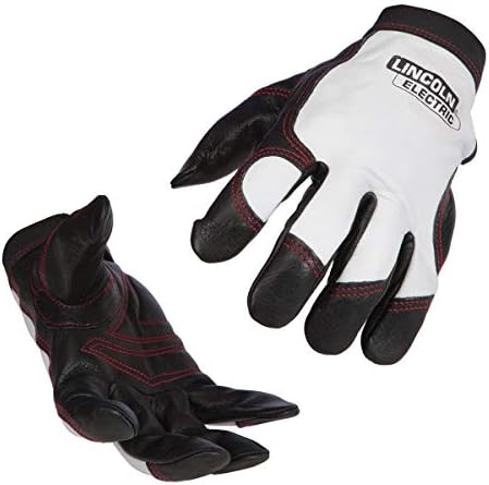 Lincoln Electric Full Grain Leather Welding / Work Gloves | Padded Palm| Medium | K2977-M,White/Black
