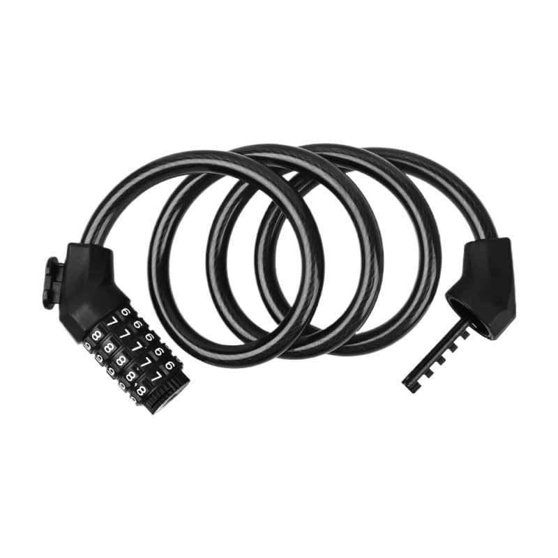 Candado Bicicleta Candado for bicicleta, candado de Cable en espiral con soporte de montaje, resistente a la intemperie, antirrobo, candado con contraseña de 5 palabras Candado Bici(Blue Lock holder)