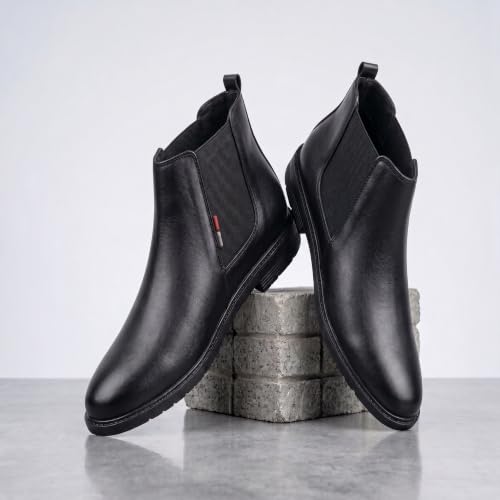 Image of BROADX Synthetic Leather Lightweight Comfortable Trendy Walking Outdoor Slip On Chelsea Boots For Men