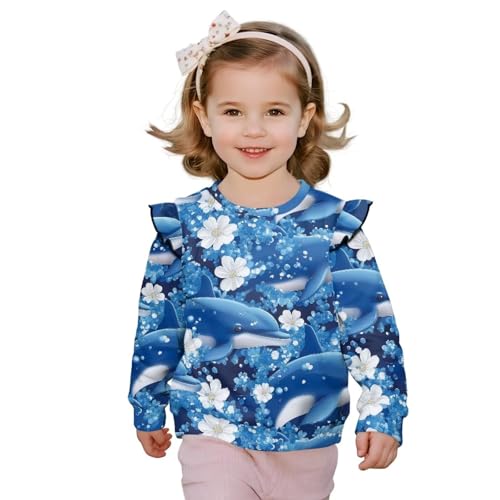 Toddler Girls Sweatshirts Ruffle Sleeve Shirts for Girls Fall Outfits Kids Tops for Everyday Wear 1-8 Years