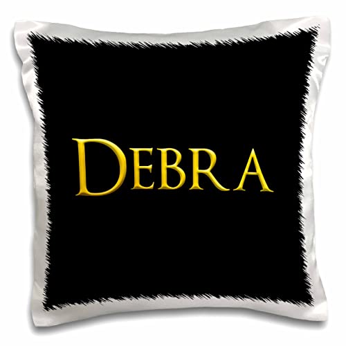 3dRose Alexis Design-Popular Female USA-Debra Beautiful Girl Name in The America. Yellow on Black Talisman (pc-322797-1) Pillow Case, White