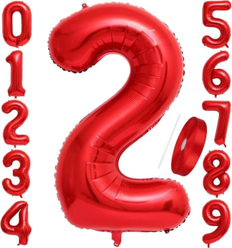 Number Balloons Red 40 inch, Jumbo Digital Foil Mylar Balloon for Birthday Party Wedding Anniversary Celebration Decoration
