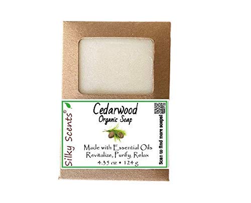 Silky Scents Cedarwood Organic Soap Bars - 100% All Natural and Organic Infused with Essential Oil - 3 Soap Bars
