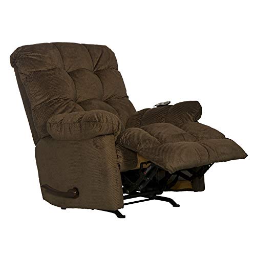 Catnapper Batts Chaise Rocker Recliner With Heat & Massage In Brown Polyester Fabric #TOP3