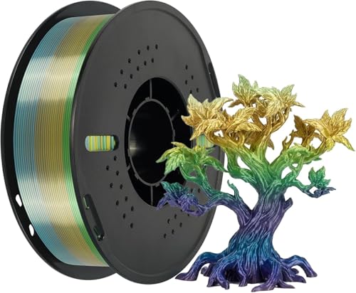 Image of Kingroon Silk Rainbow 3D Printer Filament PLA, Multicoloured PLA Filament, Dimensional Accuracy + /- 0.03 mm, 1 kg Spool (2.2 lbs), 1.75 mm, Silk Rainbow Forest Hues