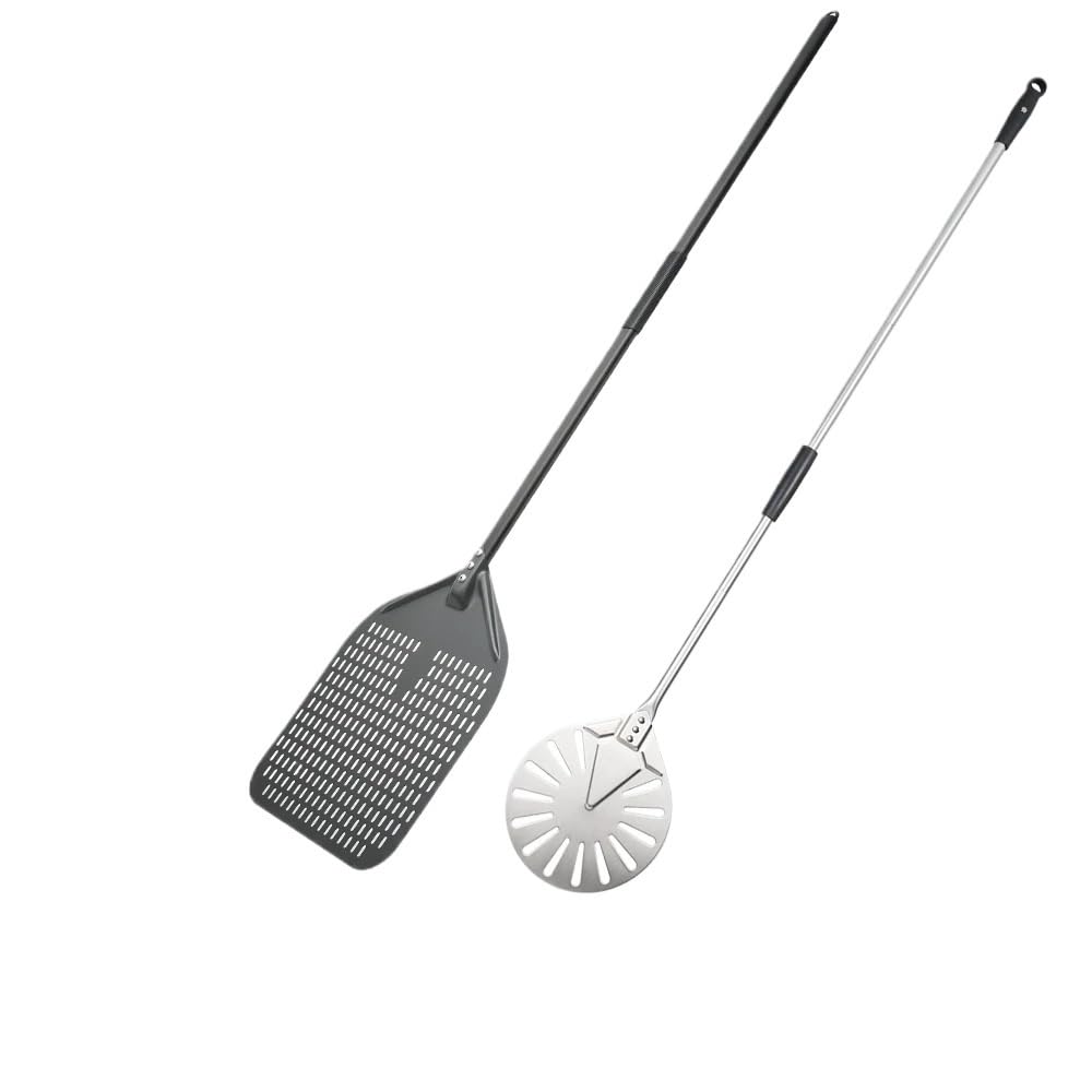 Pala Per Pizza Set di pale for pizza da 14/13/12 pollici e 9, pala for perforata, manico lungo in lega alluminio 56(9 inch and 14 inch)