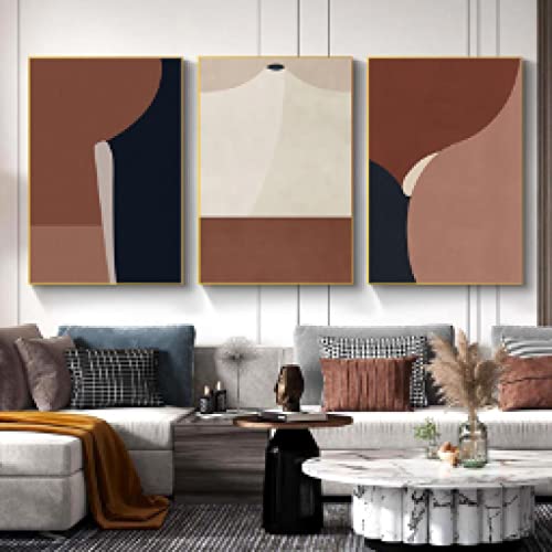 Toile peinture mur art géométrique pour salon nordique chic et lumineux contemporain