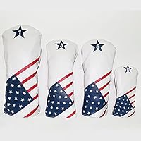 ANCLLO 4er Set Golf Premium Vintage Style PU Leder Headcover 1 3 5 U Driver Fairway und Hybrid Headcover passend für 460cc Driver Classic Look