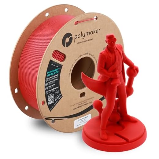 Polymaker HT-PLA-GF Filament 1.75mm Power Tool Red, High Temp PLA for 3D Printing, Heat Resistant to 150°C, Easy to Print, Easy to Anneal, Works with Most FDM Printers, 1kg Spool