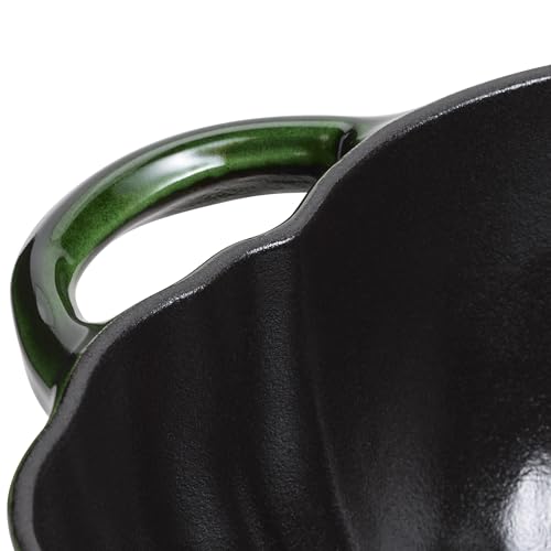 Image of STAUB Cast Iron 3.5-qt Pumpkin Cocotte with Stainless Steel Knob - Basil