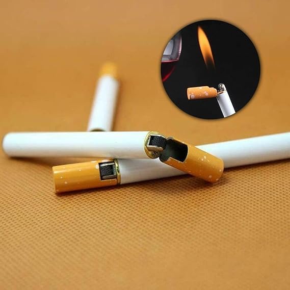 Image of Alkey Stylish Cigarette Shaped Lighter with Pencil & Round Shape Cigarette Metal Premium Refillable Classic Pocket Lighter