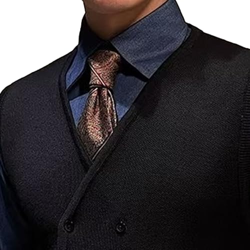Men's V-Neck Button Waistcoat Slim Fit Casual Sleeveless Sweaters Wool Blended Cable Knit Sweater Vest4