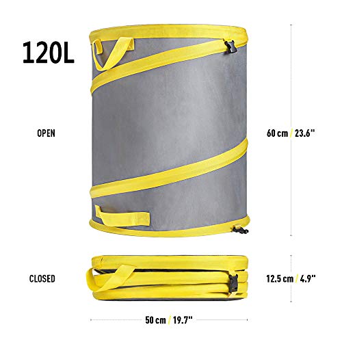Jardineer Collapsible Trash Can for Camping Parties, Reusable Yard Waste Bags, Pop Up Garden Bag with a Drainage Hole(30 Gallon)