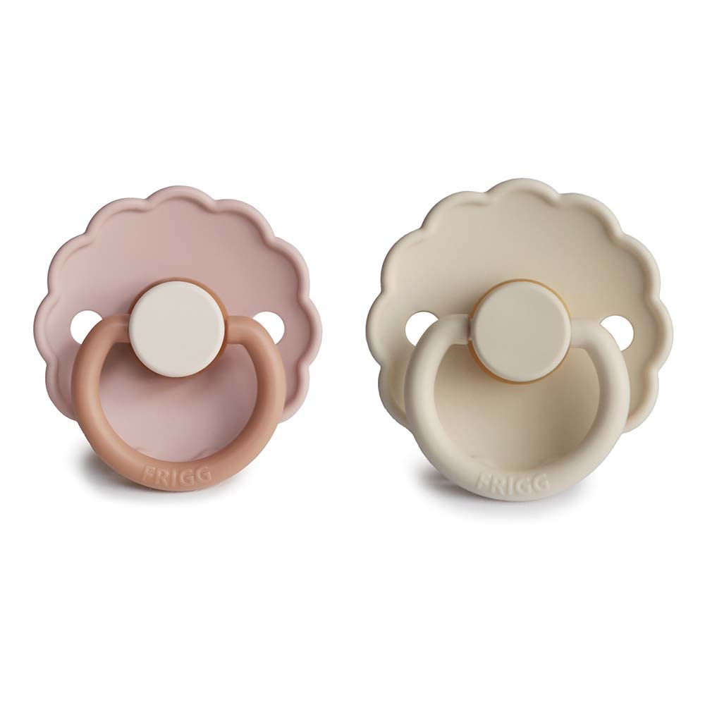 FRIGG Daisy látex chupete 2-Pack | Chupete de goma natural | Fabricado en Dinamarca | Sin BPA | Tetina simétrica tipo cereza | (Biscuit/Cream, Talla 2 (6-18 Meses)) — view 2