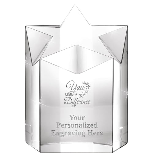 Crown Awards Personalized Crystal Trophy, 5" Engraved You Make A Difference Super Nova Crystal Award Prime
